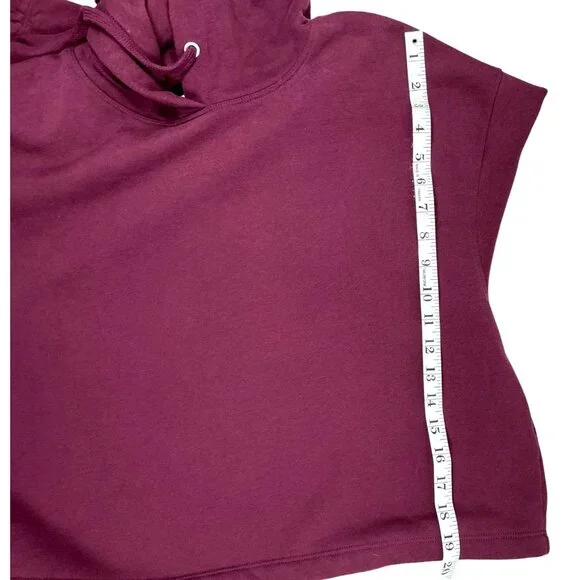 Calvin Klein Cropped Hoodie Sweatshirt- Burgundy - Size L - Picture 6 of 8